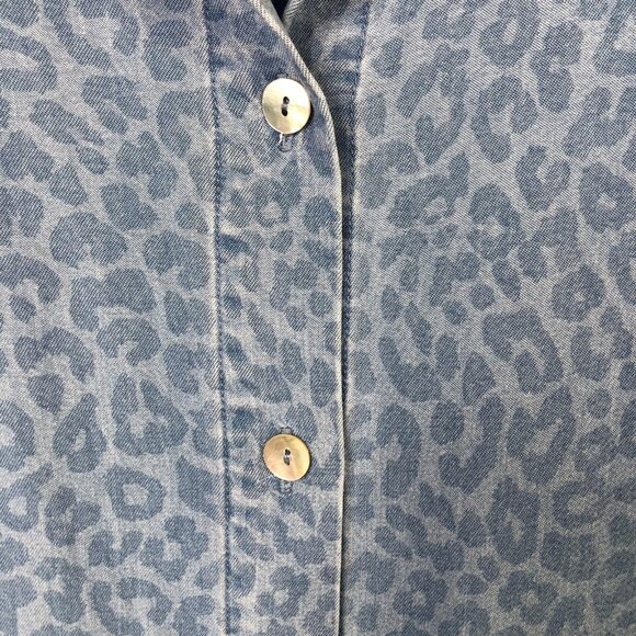 Soft Surroundings Shirt Womens 2X Blue Leopard Tencel Button Front SF3135 - Picture 14 of 16